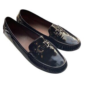 Donald J Pliner Viky Glossy Black Patent Leather Loafers Metal Bit Men Size 11